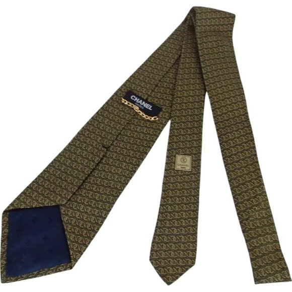 995145AP (S1) Chanel Tie Green Silk - Picture 2 of 11